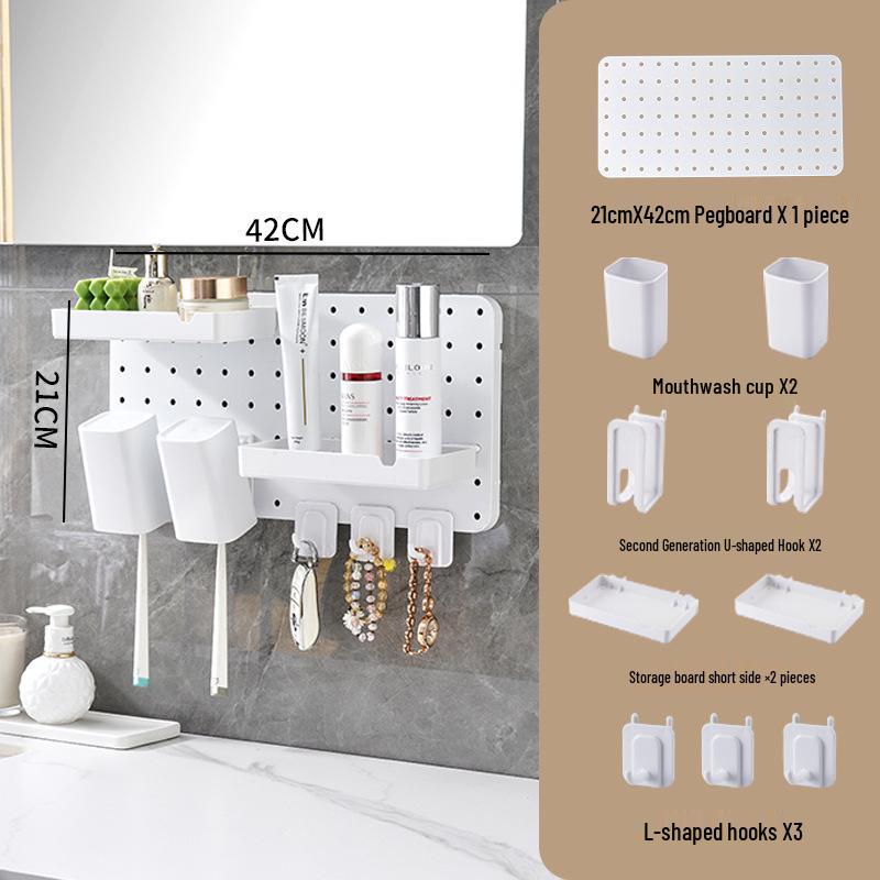 Wall-Mounted No-Drill Pegboard Storage Shelf for Kitchen and Dorm Room