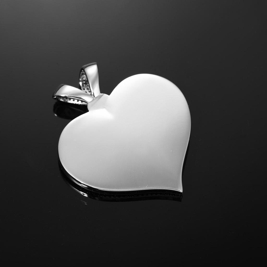 Heart-Shaped Hip Hop DIY Photo Pendant with Zircon Inlay – Customizable and Trendy