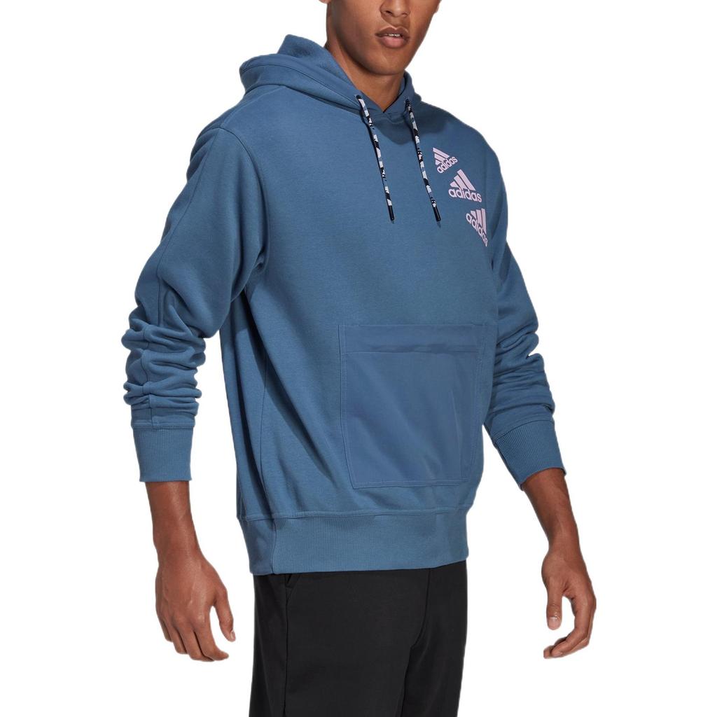 adidas Essentials Brand Drawstring Hoodie Blue Unisex HL9382