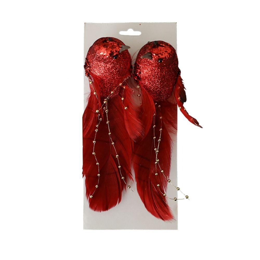 Ornement d'Oiseaux de Noël en Mousse Colorée Oiseaux Artificiels Décoration d'Arbre de Noël Pendentif d'Oiseau Simulé Fait Main Noël