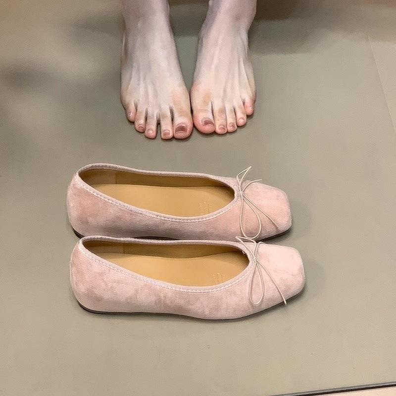 Square Head Bow One-pedal Inner Height Increase Commuter Shoes New French Versatile Light Mouth Ladyshoes