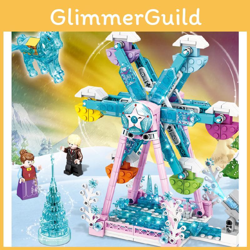 Ice Snow Ferris Wheel Sled Castle Assembly Building Block With Function Lighting