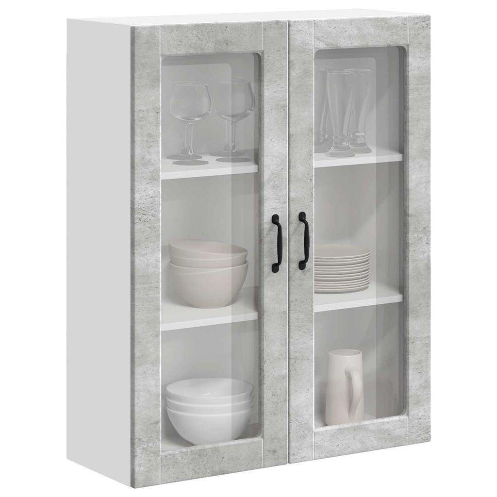 Lucca Wall Mounted Glass Cabinet Concrete Grey 80 x 31 x 100 cm Particleboard