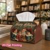1pc, 2d Flat Printing, Tissue Box Vintage Holiday Greetings Card Pattern Printed Tissue Box, Suitable for Napkin Storage In Cars, Kitchens, and Restau
