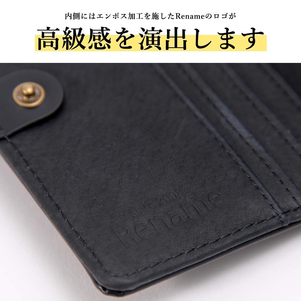 [Rename] Genuine Leather Wallet, Notebook Style, Black, RPL70058