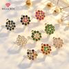 BELLA BOX New Korean Trendy Sun Flower Ear Studs, Light Luxury Zircon Fashionable And Elegant Pure Silver Needle Earrings For Women