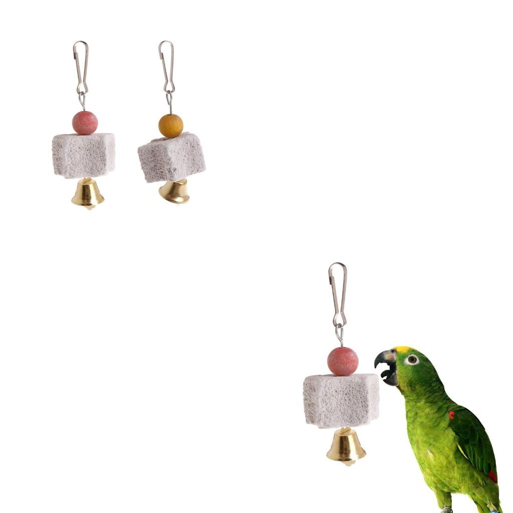 Parrots Chewing Toy Bird Beak Grinding Stone with Bells