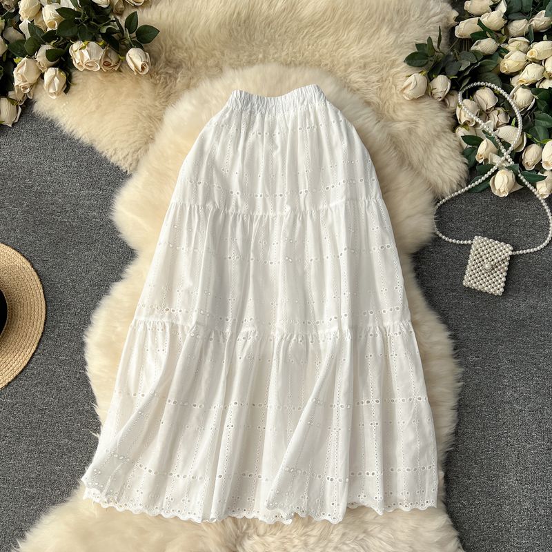 

Bohemia Vacation Style Stretch High Waist Skirt White All yards