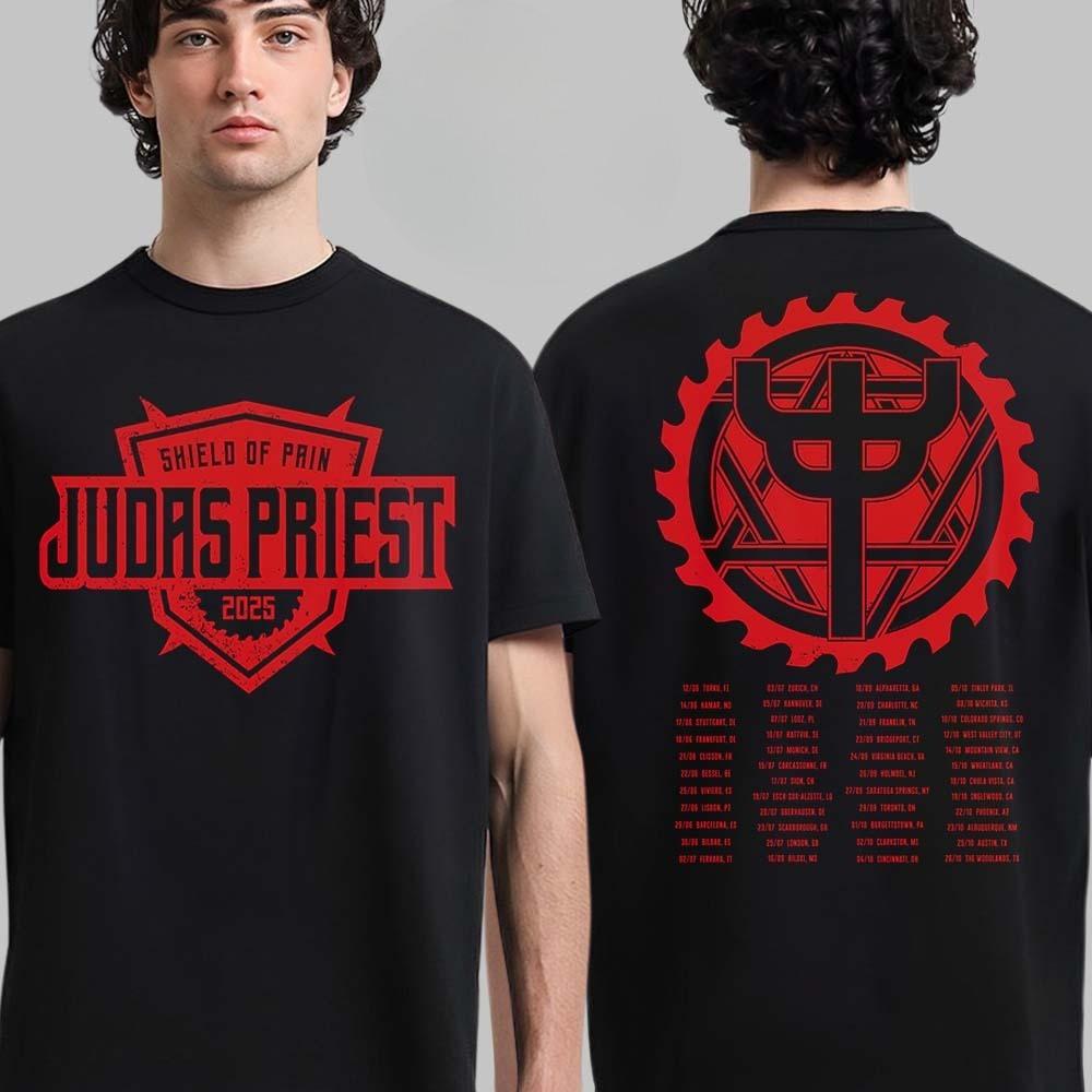 Best Judas Priest Shield of Pain Tour 2025 Winged Demon Two Sided Unisex T-Shirt High-end Luxury Is for Both Men and Women Top