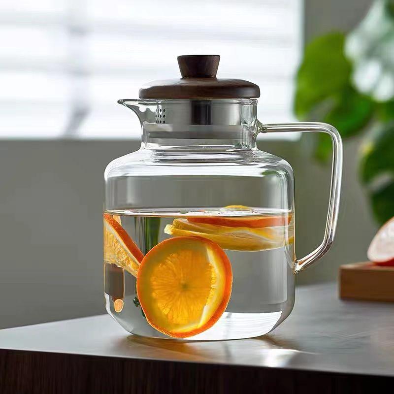 Glass cold water kettle, high-temperature resistant household large-capacity teapot, heat-resistant explosion-proof water bottle