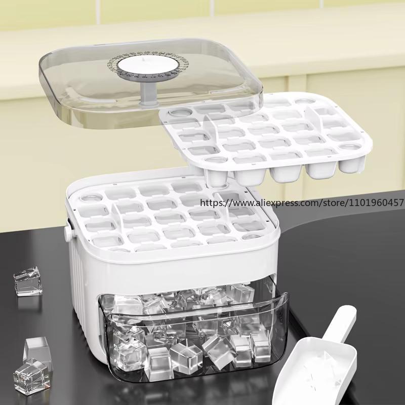 50 Grid Ice Cube Mold Large Capacity Reusable Ice Maker Household Food Grade Double-Layer  Storage Box  Cube Tray Mold