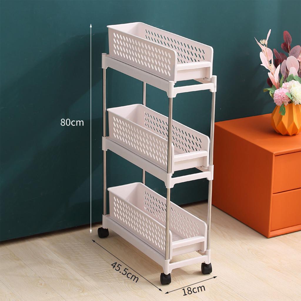 Slim Storage Cart with Wheels 3 Tier Organizer Slide Out Narrow Rolling Storage Mobile Utility Cart