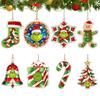 Durable Acrylic Holiday Gifts Green Elf Christmas Ornament, 2D Red Bell Tree Candy Cane Gift Box Ornaments Shaped Double Sided Hanging Decoration for