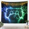 Flame Gaming Controller Tapestry, Black Background with Colorful Controller Pattern for Boys' Bedroom and Gamer Room Decor