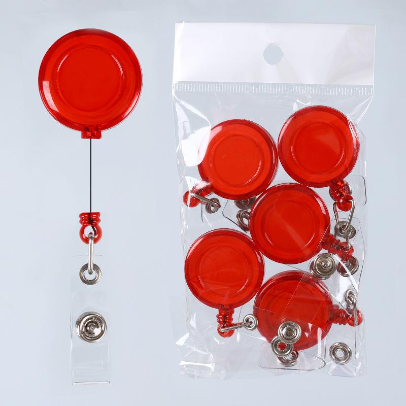 5 st Färg Infällbar Dragbricka ID Lanyard Namnskylt Korthållare Rullar Nyckelring Anti-Förlorad Kedjeklämmor Skola Kontorsmaterial