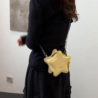 Luxury Women Candy Color PU Leather Crossbody Bag Casual Chain Small Star Shape Shoulder Messenger Bag