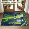 Crystal Velvet Square Rug Custom NameSeattle Seahawks Pattern Non Slip Home Floor Decor Rug