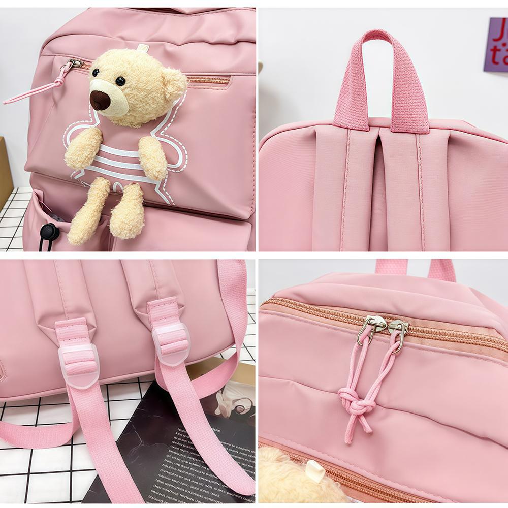 Student Backpack, Cute Little Bear Backpack, Large Capacity Junior High School Backpack, Durable Polyester Lining.zwq