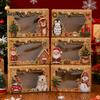 Clear Window Gift Boxes 6Pcs Christmas Paper Boxes, Xmas Color Printed Foldable Cookie Treat Small Dessert Containers Holiday Bakery Packaging