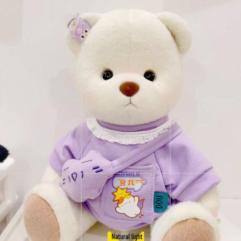 Medium Bear Outfit - Blue Pink Striped Carrot Overalls Set