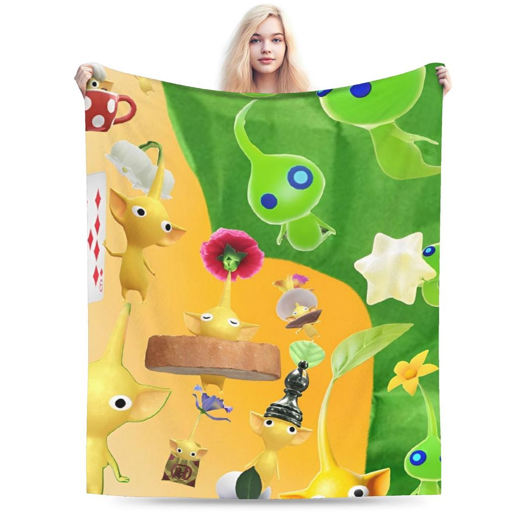 Funny Pikmin Game Plush Blanket Students Flannel Bedding Throws For Home Decor Super Warm Custom Quality Bedspread Gift Idea
