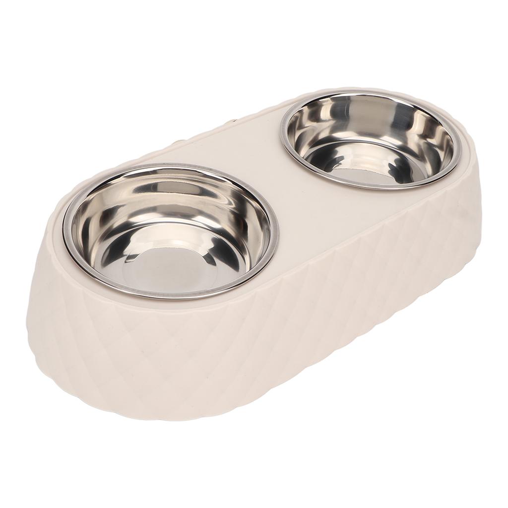 Double Pet Bowls Prevent Slip Stainless Steel Pet Food Water Bowls with Bowknot Decor Holder for