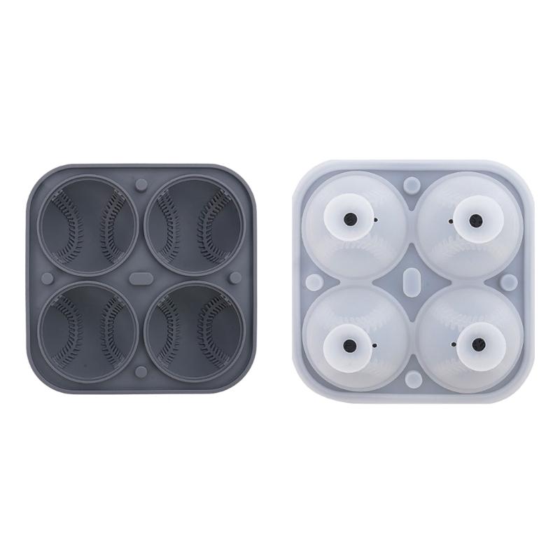 Moule à glaçons en forme de balle de baseball 3D Silicone Fabricant de boules de glace rondes pour boissons créatives et fêtes Outil de fabrication de bâtonnets de glace