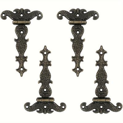 4/8 Stück T-Scharnier, Zinklegierung Vintage Bronze Dekoratives T-förmiges Scharnier, Türscharnier, Inklusive Schrauben