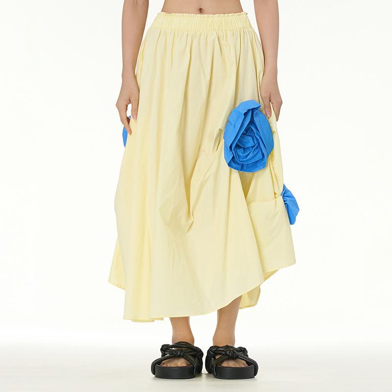 High Waist Spring Summer Casual Loose Long Woman Skirt