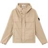 Badge Hooded Pocket Zip Long Sleeve Jacket Men Jackets Khaki K2S15Q100012S0240-V009A