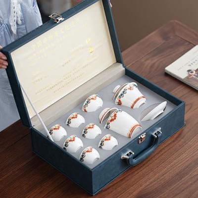 Kung-Fu-Teeset Speckjade Porzellan High-End Geschenkbox Verpackung