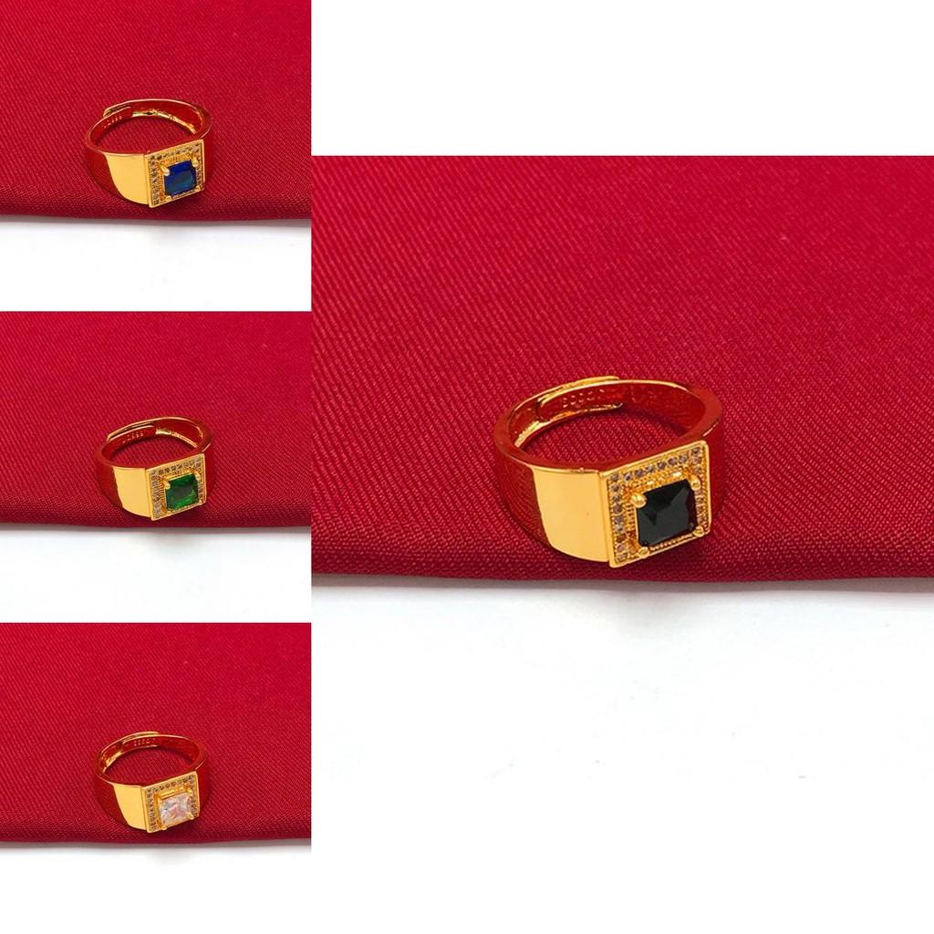 Trendy White Green And Black Brass Gold Plated Rings For Men With Beautiful Sapphire Gem