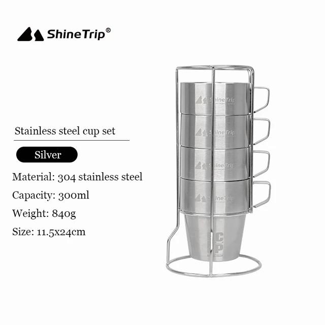 

ShineTrip Outdoor 304 нержавеющая сталь двухслойная кружка 4 шт пищевой пластик с напылением кружка для общественного питания портативный набор кофейных кружек