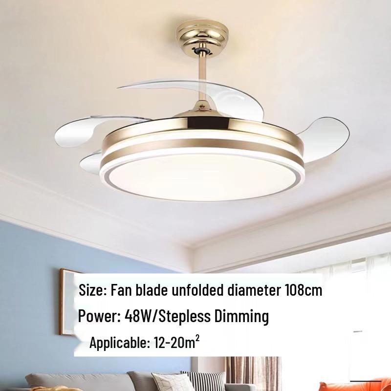 42-Inch LED Ceiling Fan with Invisible Blades for Restaurant, Living Room, Bedroom - Enhanced Airflow