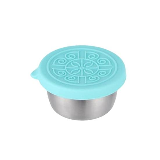 Kubek na sos ze stali nierdzewnej 40 ml, szczelna silikonowa pokrywka, pojemnik na dip wielokrotnego użytku do lunchboksów, bez BPA, pojemnik na przyprawy