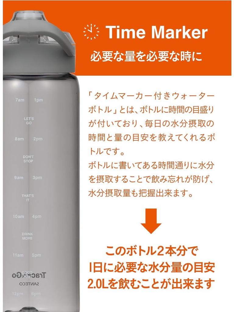 CB JAPAN Water Bottle Time Marker with Memory White One Touch Lightweight Tritan Track and Go Water Bottle santeco