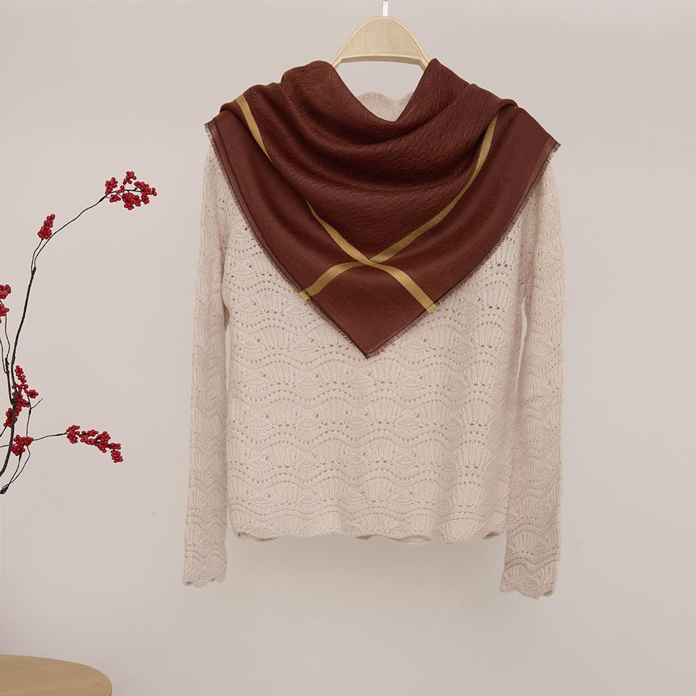 Women's Water-Soluble Cashmere Plaid Shawl: Sun-Blocking Summer Square Scarf & Air-Conditioned Room Wrap