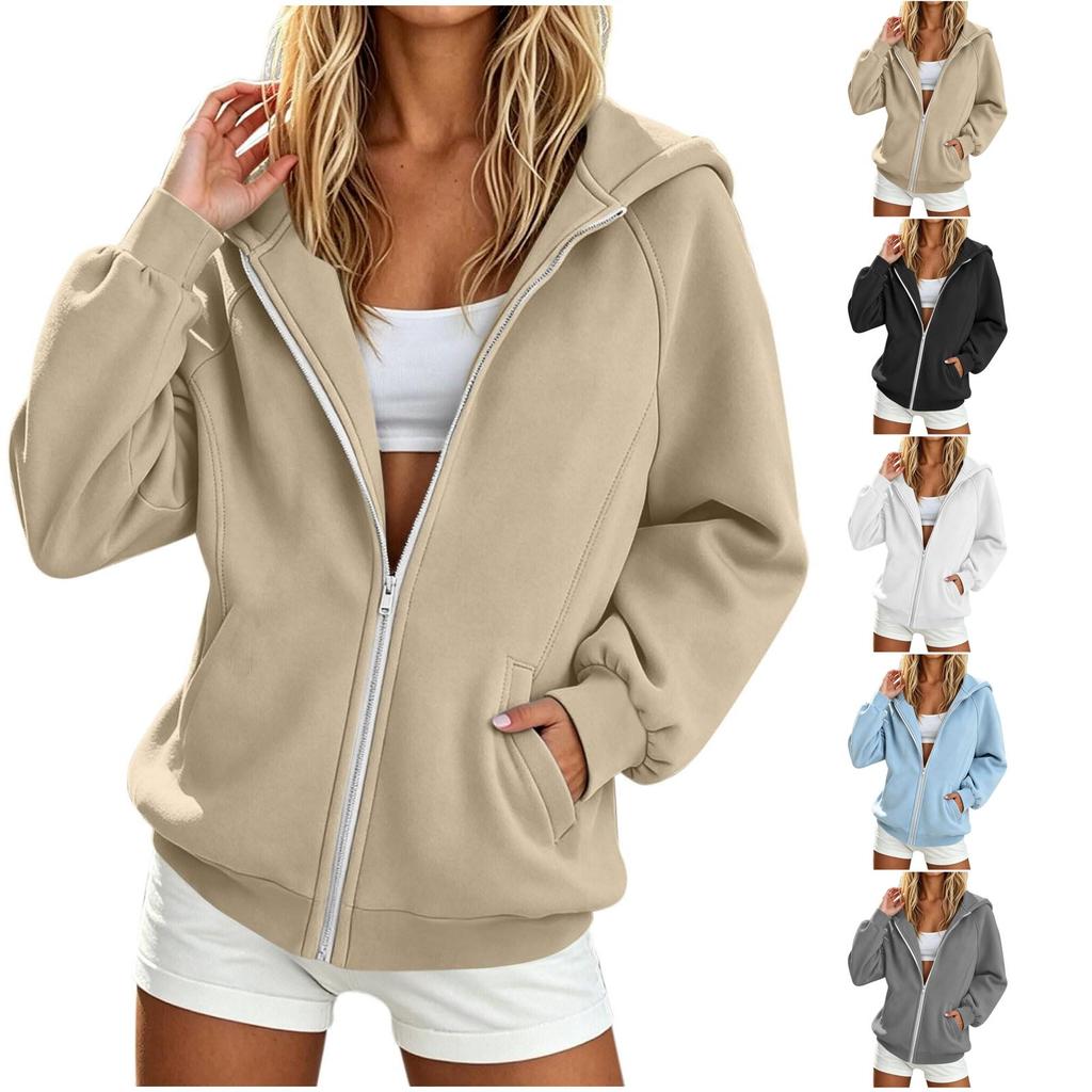 Damen Half-Zip Hoodie mit Kordelzugkapuze und Tasche Lässiger Pullover