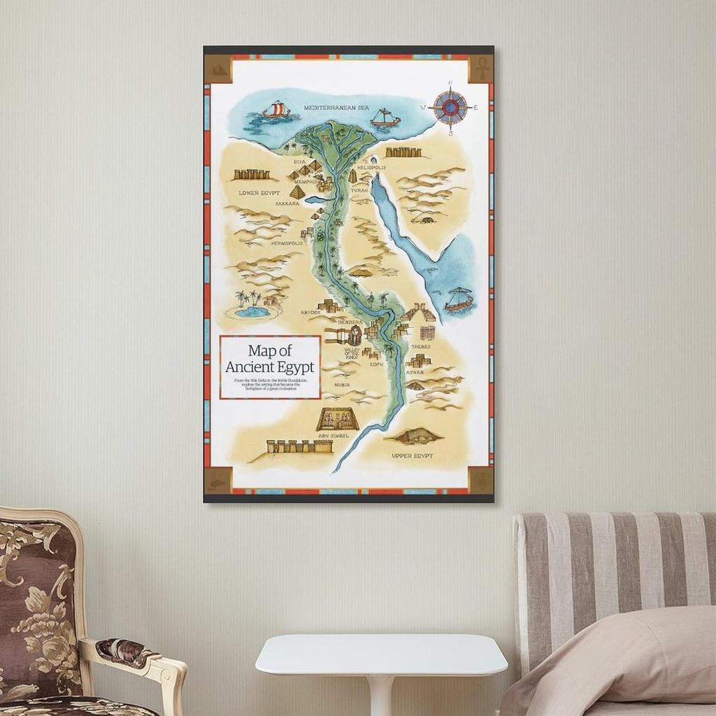 bandmopt Map of Ancient Egypt Canvas Poster Wall Art Decor Print Picture Paintings for Living Room Bedroom Decoration 08x12inch(20x30cm)