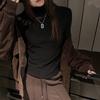 Women S Long Sleeve Slim Fit Mesh Patchwork Basic Top For Autumn Winter