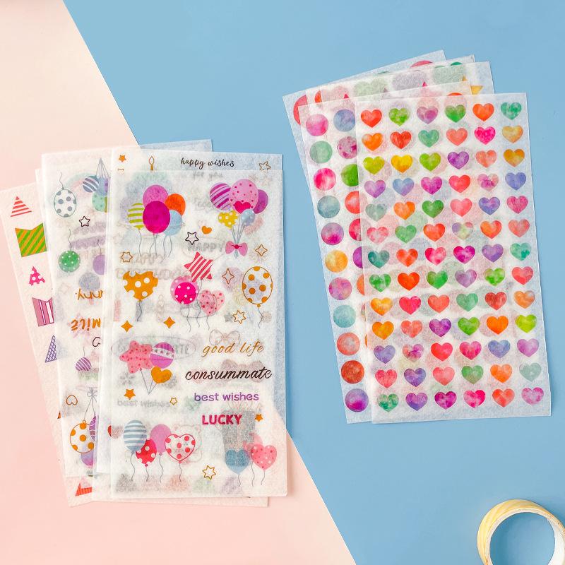 6sheets Paper Sticker Hand Account Elementary Creative Cartoon Sticker Hand Account Stationery Student School Student Kawaii