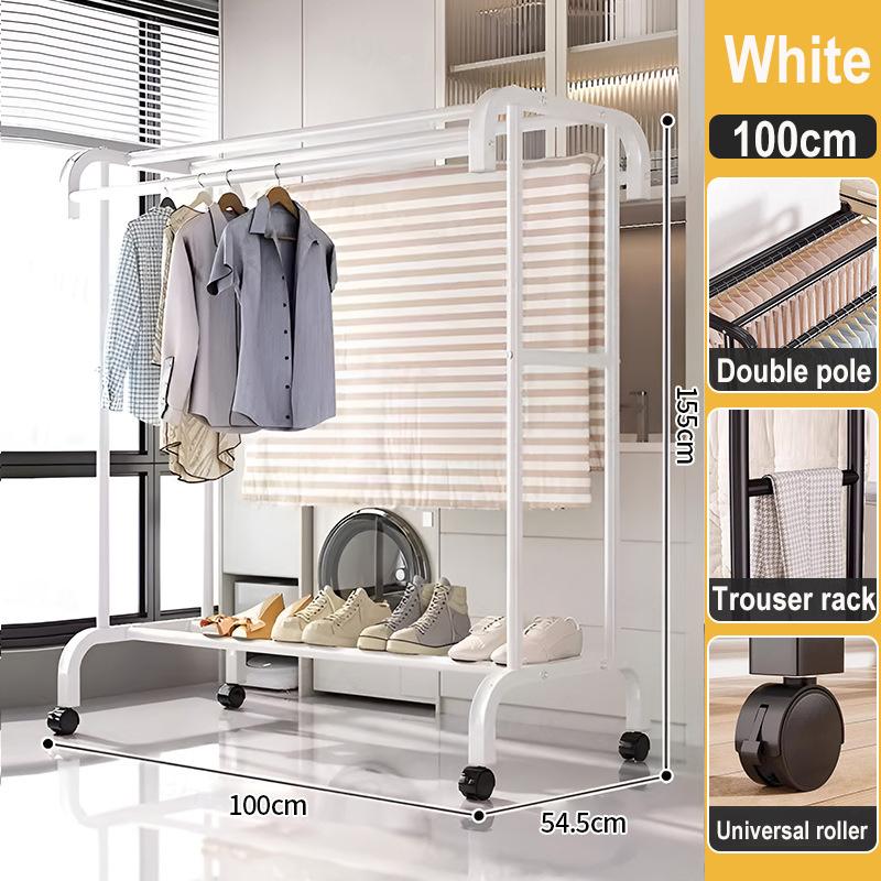 Clothes Rack Household Indoor Bedroom Balcony Drying Hanger Floor-To-Ceiling Coat Rack Thickening Simple Drying Rack