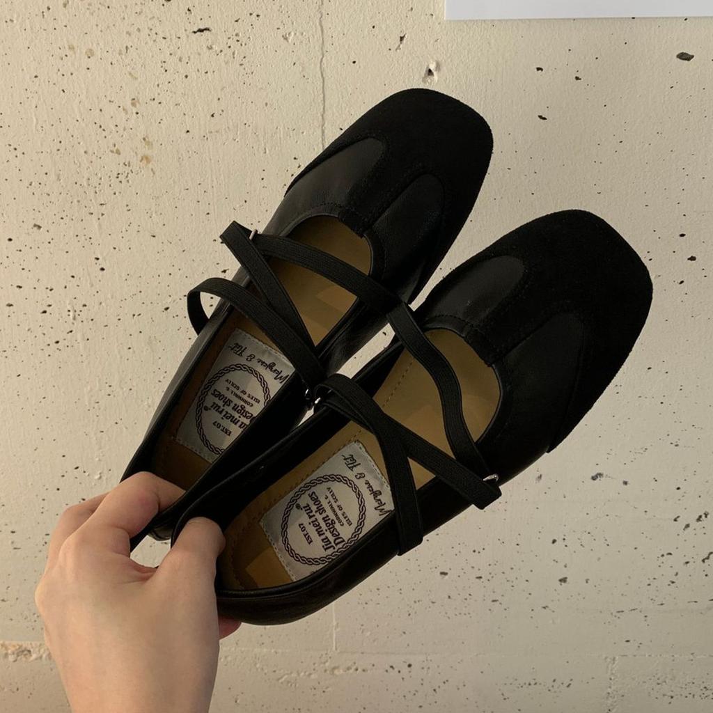 Fashion IPPEUM Women Ballet Flat Shoes Square Toe Soft Red PU Leather Mary Janes Shoes