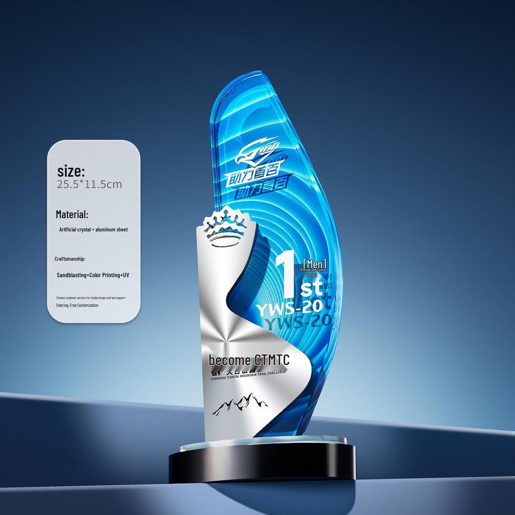 2025 Premium Crystal Trophy with Aluminum Plaque, Ideal for Employee Awards, Annual Meetings, Competitions, and Engraved Souvenirs
