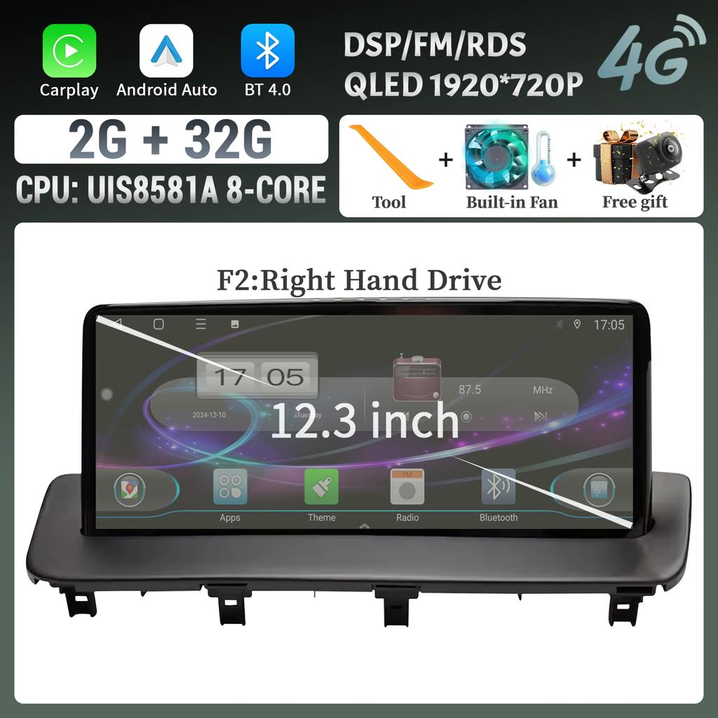 12.3" For MAZDA CX-9 2016-2021 Car Radio Multimedia Video Player Screen Navigation GPS BT Android CarPlay Touch Screen  Stereo