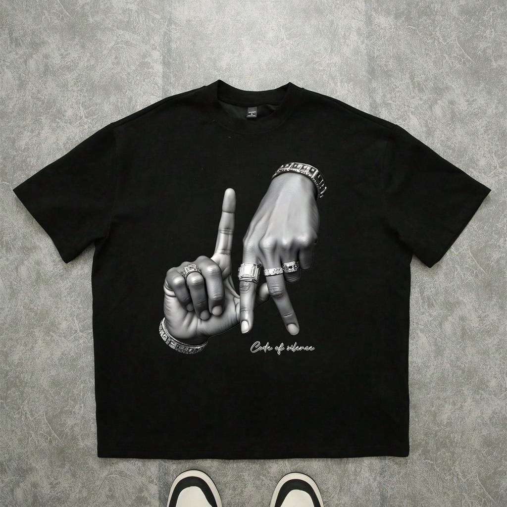 Printed Letters Loose Hip-hop Short-sleeved Men and Women T-