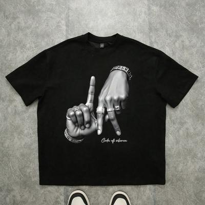 Printed Letters Loose Hip-hop Short-sleeved Men and Women T-