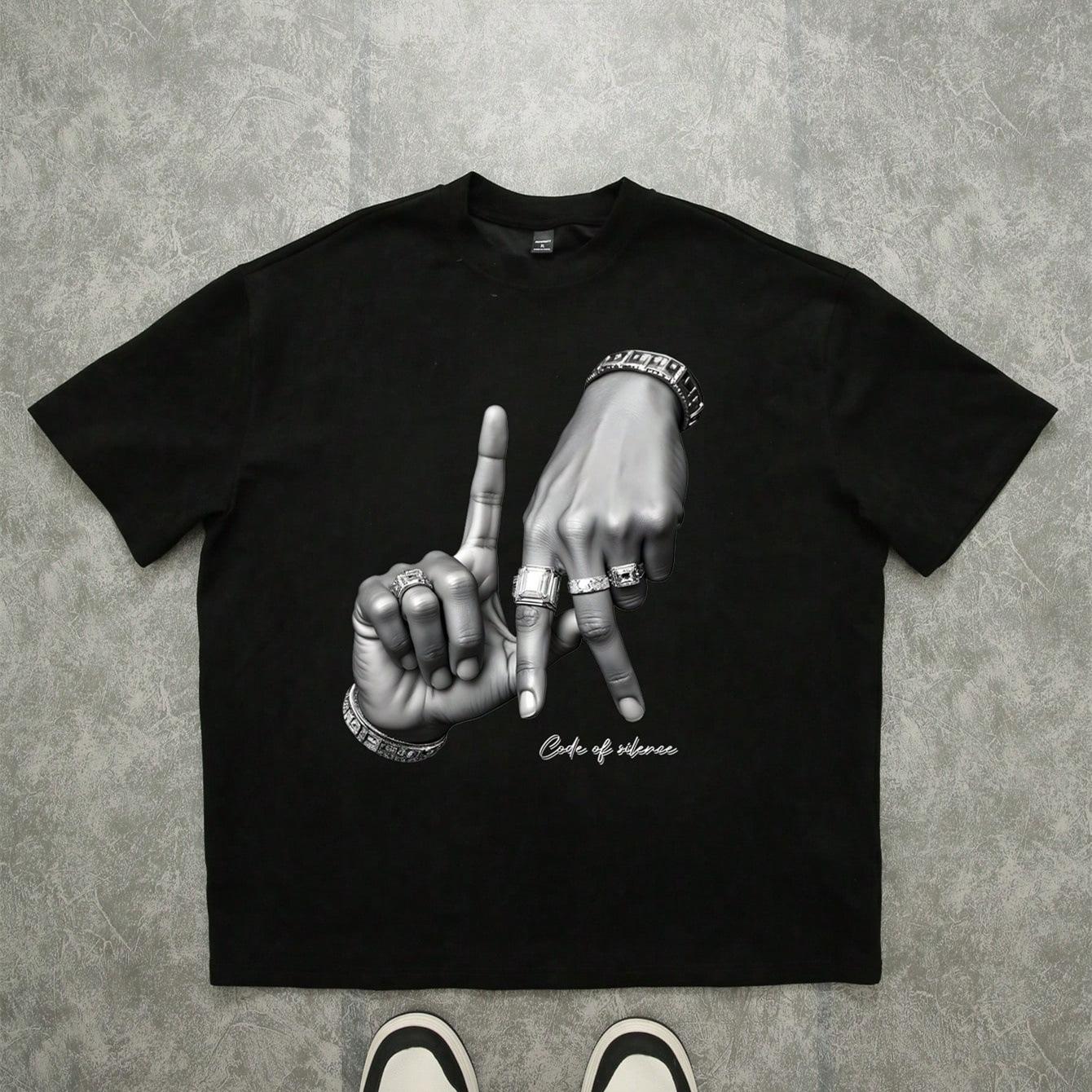 

Printed Letters Loose Hip-hop Short-sleeved Men and Women T- S