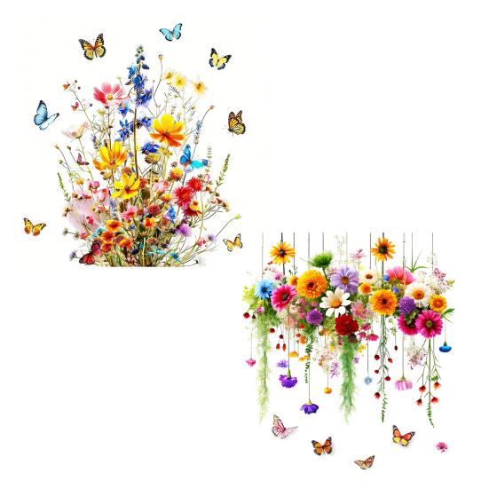 Window Sticker Double Sided Design Glass Decals Waterproof PVC Chrysanthemum Pattern Sticker Home Wall Decor