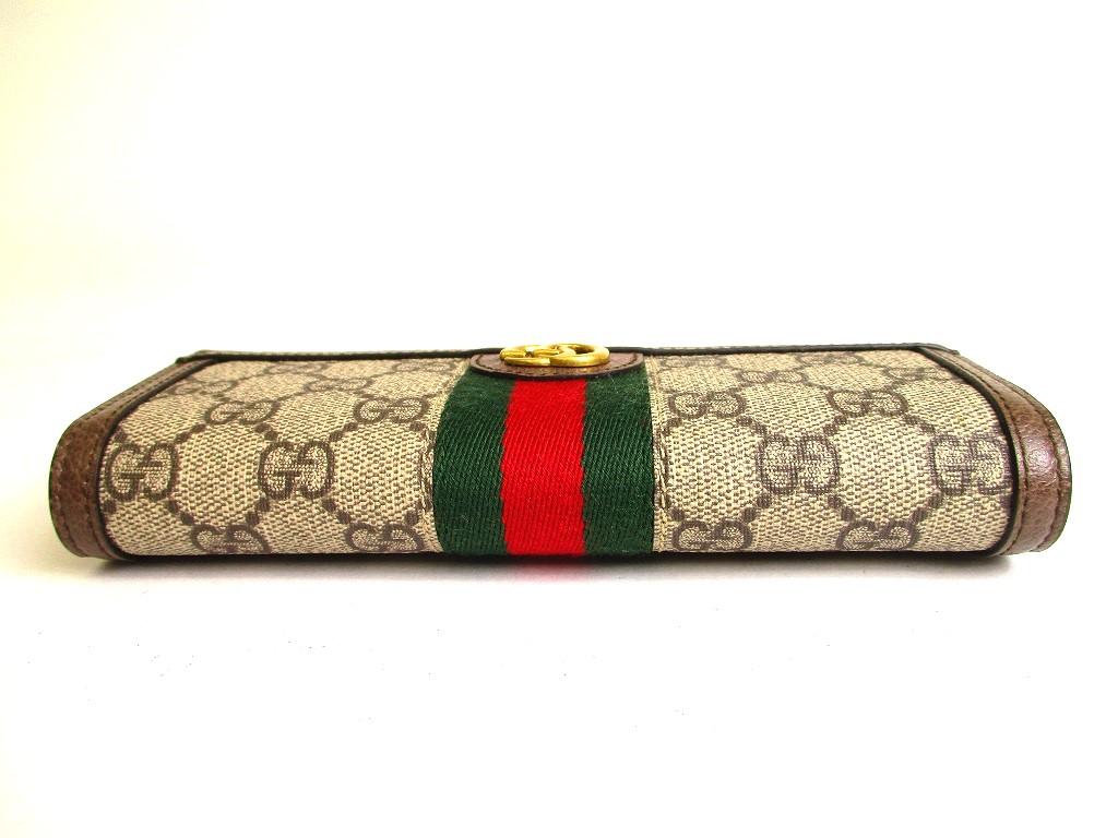 Autentická GUCCI GG DIY Ophidia hnědá kožená peněženka Kontinentální peněženka #a106